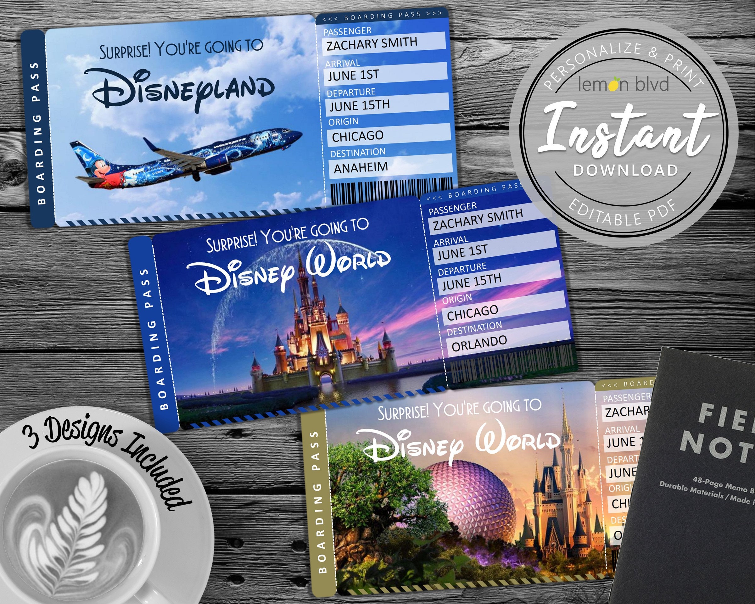 Disney Trip Tickets (Disney World / Disneyland) | Printable Disney Ti…