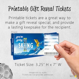 Surprise Skiing Trip Tickets | Ski Ticket Download | Editable Text ...