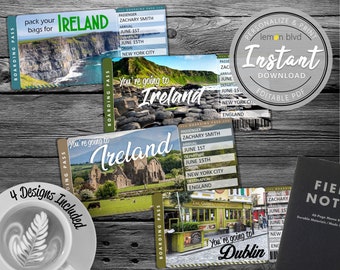 Surprise Ireland Trip Ticket | Vacation Tickets Instant Download | Boarding Pass | Printable Trip Ticket Surprise | Dublin Trip Reveal