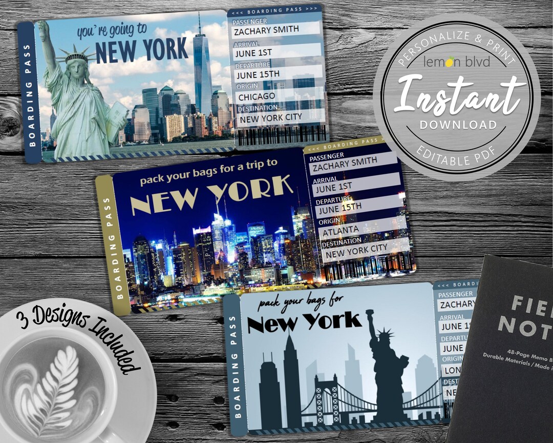 Surprise New York Trip Ticket Vacation Tickets Instant Download