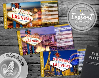 Surprise Vegas Trip Ticket | Vacation Tickets Instant Download | Boarding Pass | Printable Trip Ticket Surprise | Las Vegas Ticket