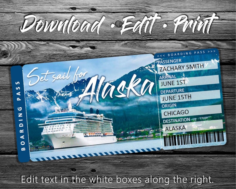 Surprise Alaska Trip Ticket Alaska Vacation Tickets Instant Etsy