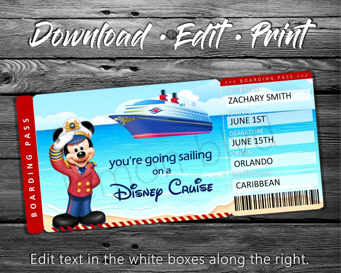 Disney Cruise Tickets Cruise Ticket Instant Digital Download | Etsy
