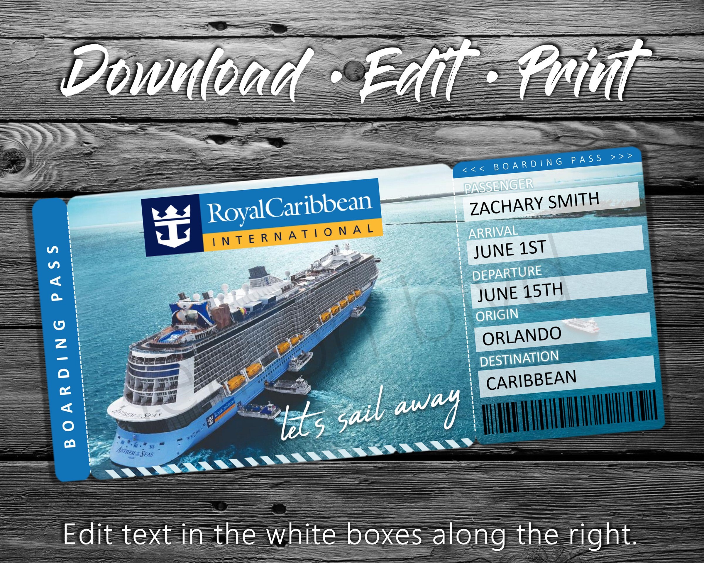 Royal Caribbean Cruise Tickets Cruise Ticket Download - Etsy