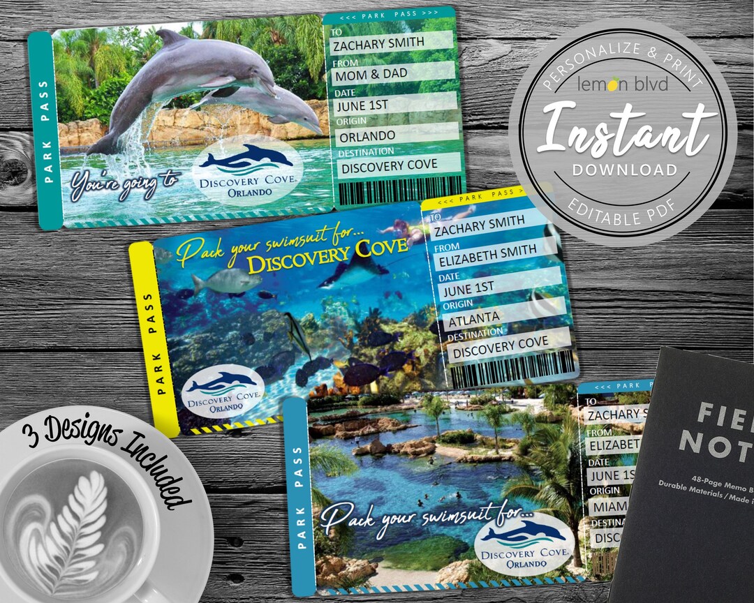 Discovery Cove Trip Tickets Printable Ticket Digital Download Surprise