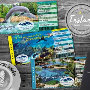 Discovery Cove Trip Tickets | Printable Ticket | Digital Download | Surprise Discovery Cove Trip Reveal | Vacation Boarding Pass