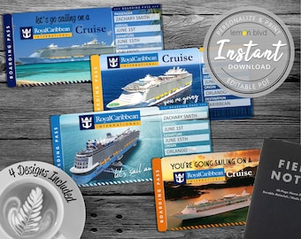 Royal Caribbean Cruise Tickets | Cruise Ticket Download | Editable Text | Surprise Vacation Boarding Pass | Printable Vacation Gift Ticket