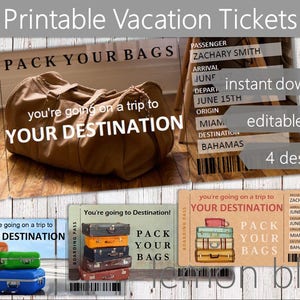 Surprise Trip Tickets | Instant Digital Download | Editable Text | Surprise Trip Boarding Pass | Printable Vacation Gift Ticket Surprise