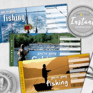 Surprise Fishing Trip Tickets | Fishing Ticket Download | Editable Text | Surprise Vacation Boarding Pass | Printable Fishing Vacation Gift