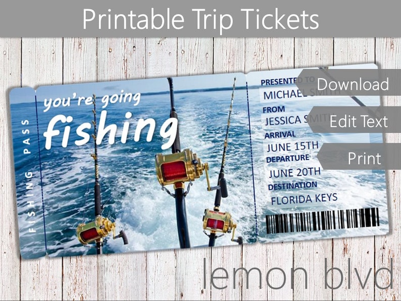 Surprise Fishing Trip Tickets Fishing Ticket Download Etsy