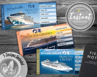 Princess Cruise Tickets | Cruise Ticket Download | Editable Text | Surprise Vacation Boarding Pass | Printable Vacation Gift Ticket