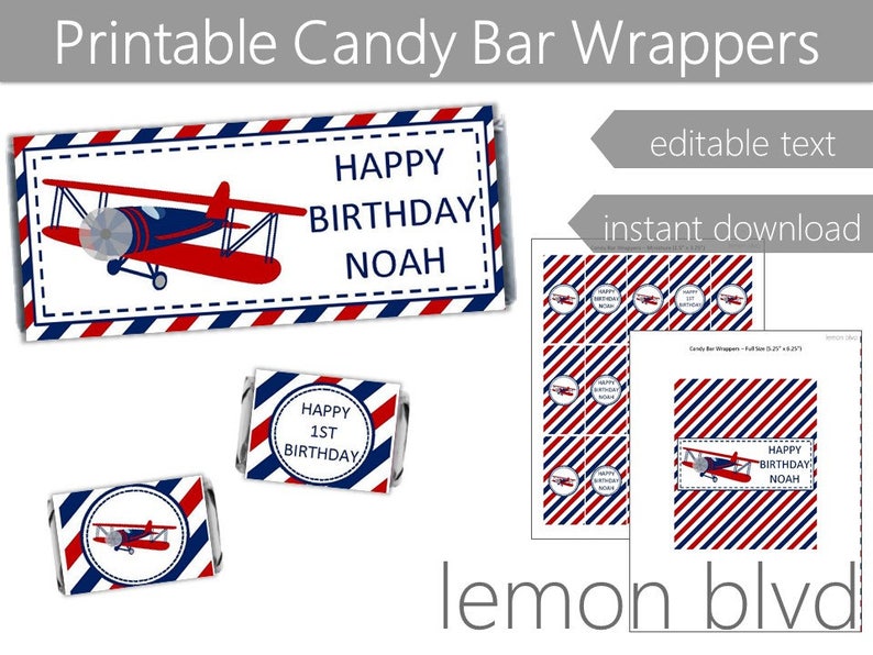 Editable Vintage Plane Party Package Instant Digital | Etsy