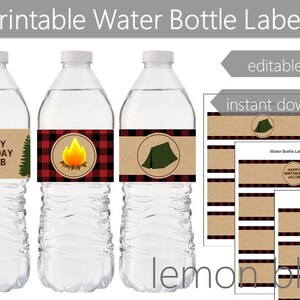 Camping Party Bottle Labels Camping Instant Digital Download | Etsy