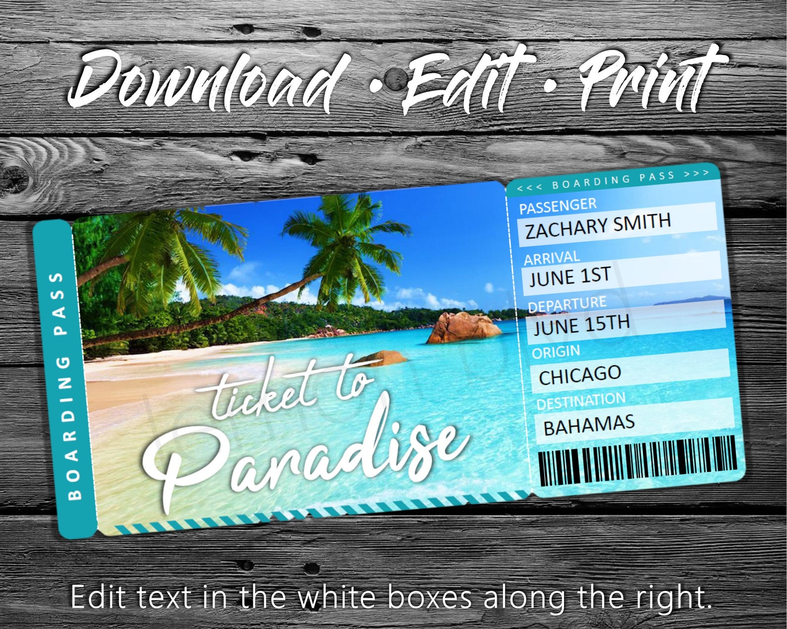 Surprise Trip Ticket to Paradise Tropical Vacation Tickets Etsy