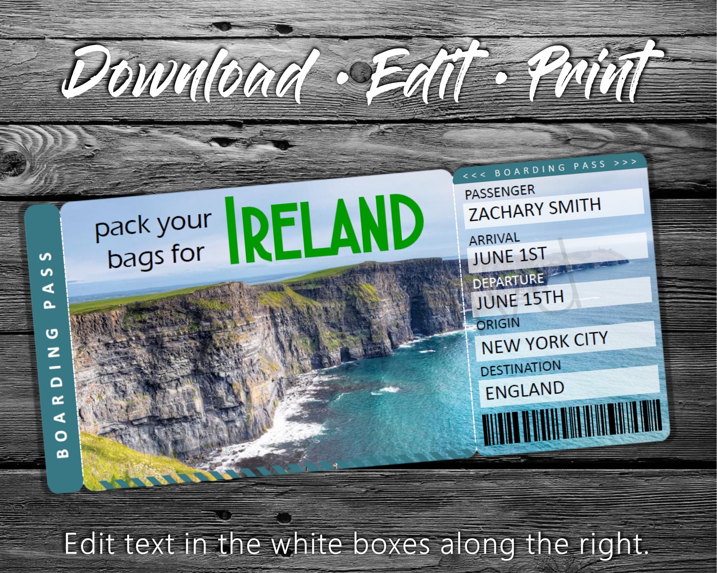 Surprise Ireland Trip Ticket Vacation Tickets Instant Etsy
