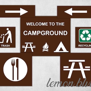 Campground Signs Camping Party Printables Instant Digital Download Camping Party Pack Camping Party Decorations Camping Signs image 2