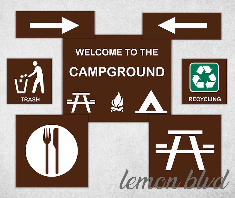 Campground Signs Camping Party Printables Instant Digital Download Camping Party Pack Camping Party Decorations Camping Signs image 2