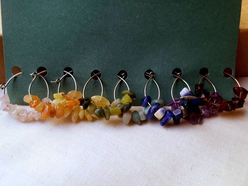 Gemstone Wine Glass Charms, Set of Eight, Crystal Charms, Gemstone Gifts, Host Gift, Holiday Gift image 7