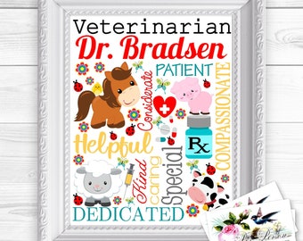 24 hr Turnaround: You Download & Print Personalized / Custom Gift Large Animal Veterinarian, Farm, Ranch, Livestock Doctor, Art Sign 8x10"