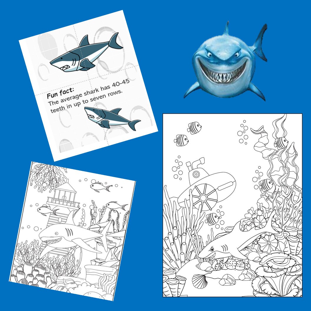 Shark Coloring Pages & Fun Facts Printable Coloring Shark - Etsy Australia