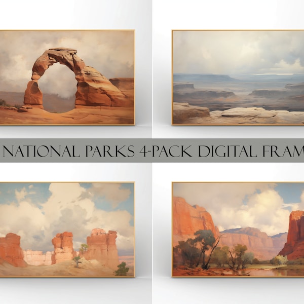 Frame TV Art | Utah National Park landscape paintings, Zion, Arches, Canyonlands, Bryce | FOUR Instant 16:9 Digital Downloads