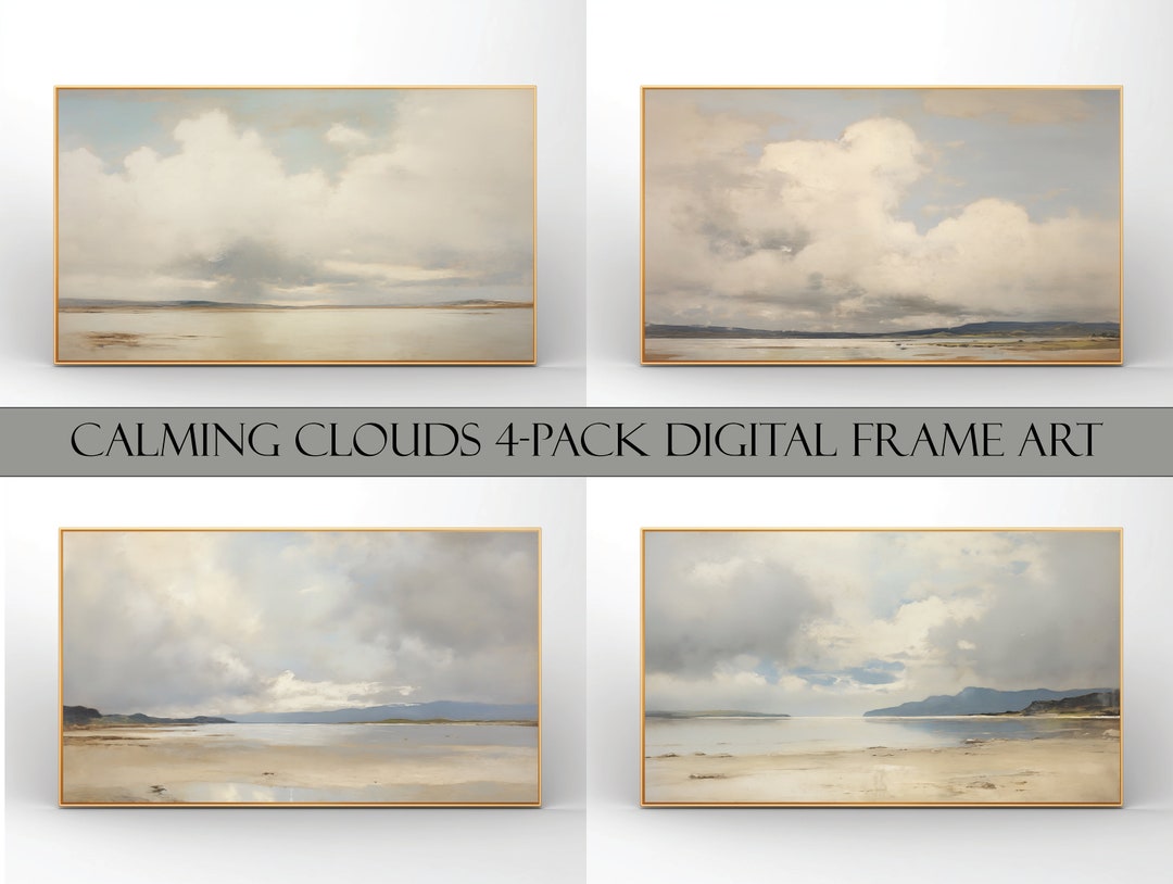 Calming Clouds Landscape Frame TV Art Set of 4 | Vintage Farmhouse ...
