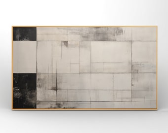 Frame TV Art | Modern grey grid abstract painting, high-end decor | Instant 16:9 Digital Download | Seasonal decor