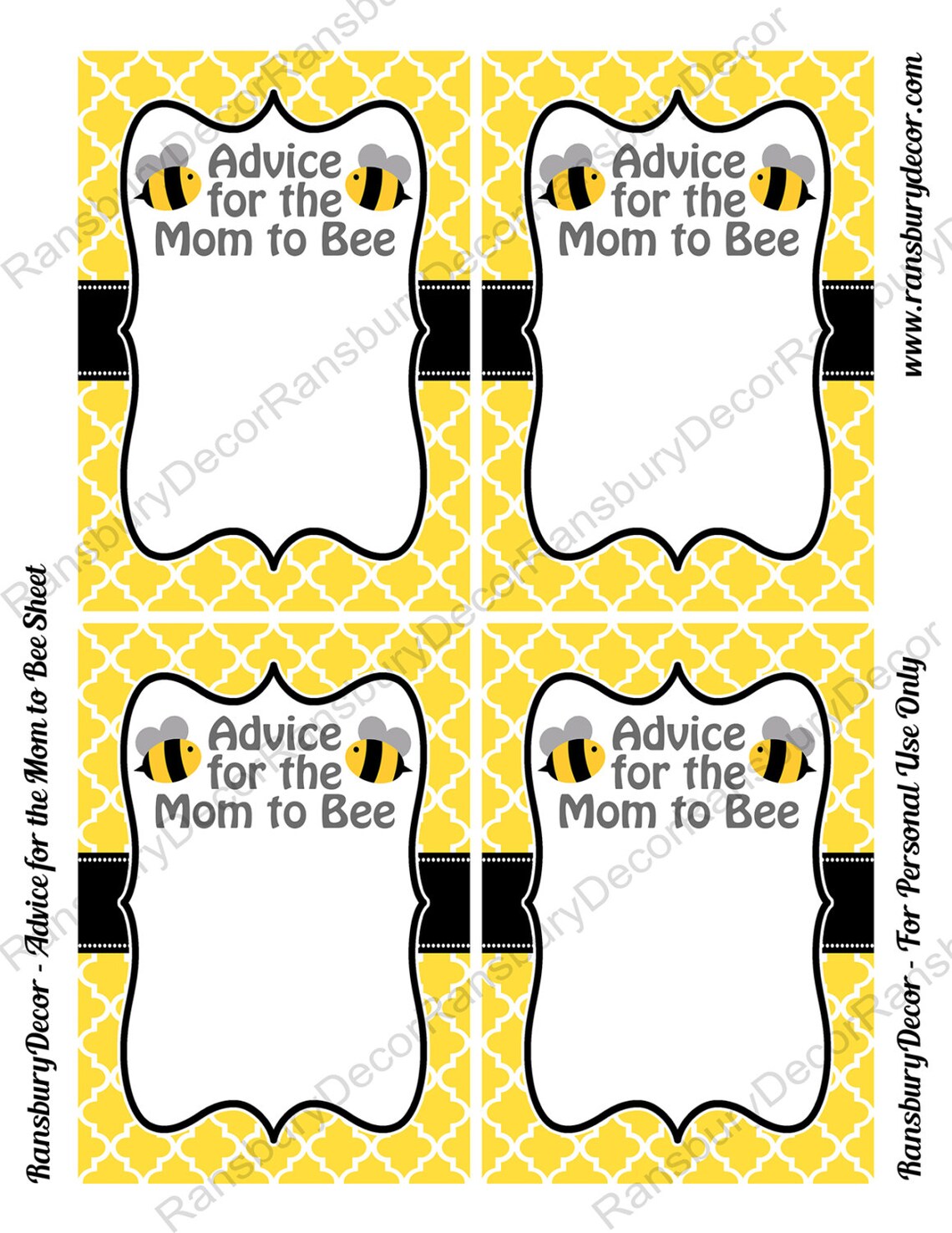 Mom to Bee Advice Card Parents to Bee Bee Theme Baby - Etsy