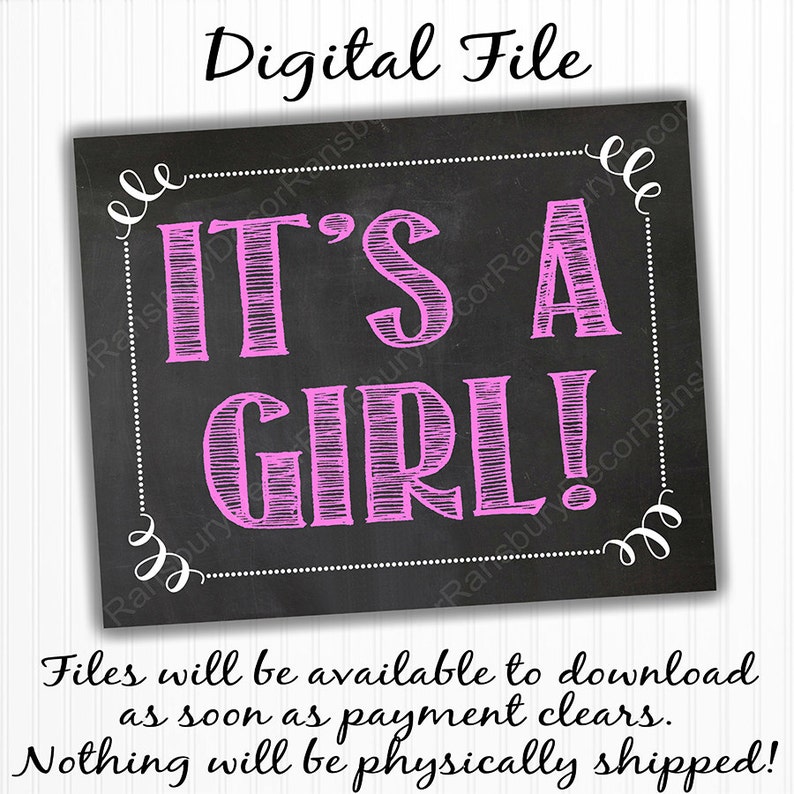 It's a Girl Chalkboard Sign Digital Chalkboard Sign Etsy