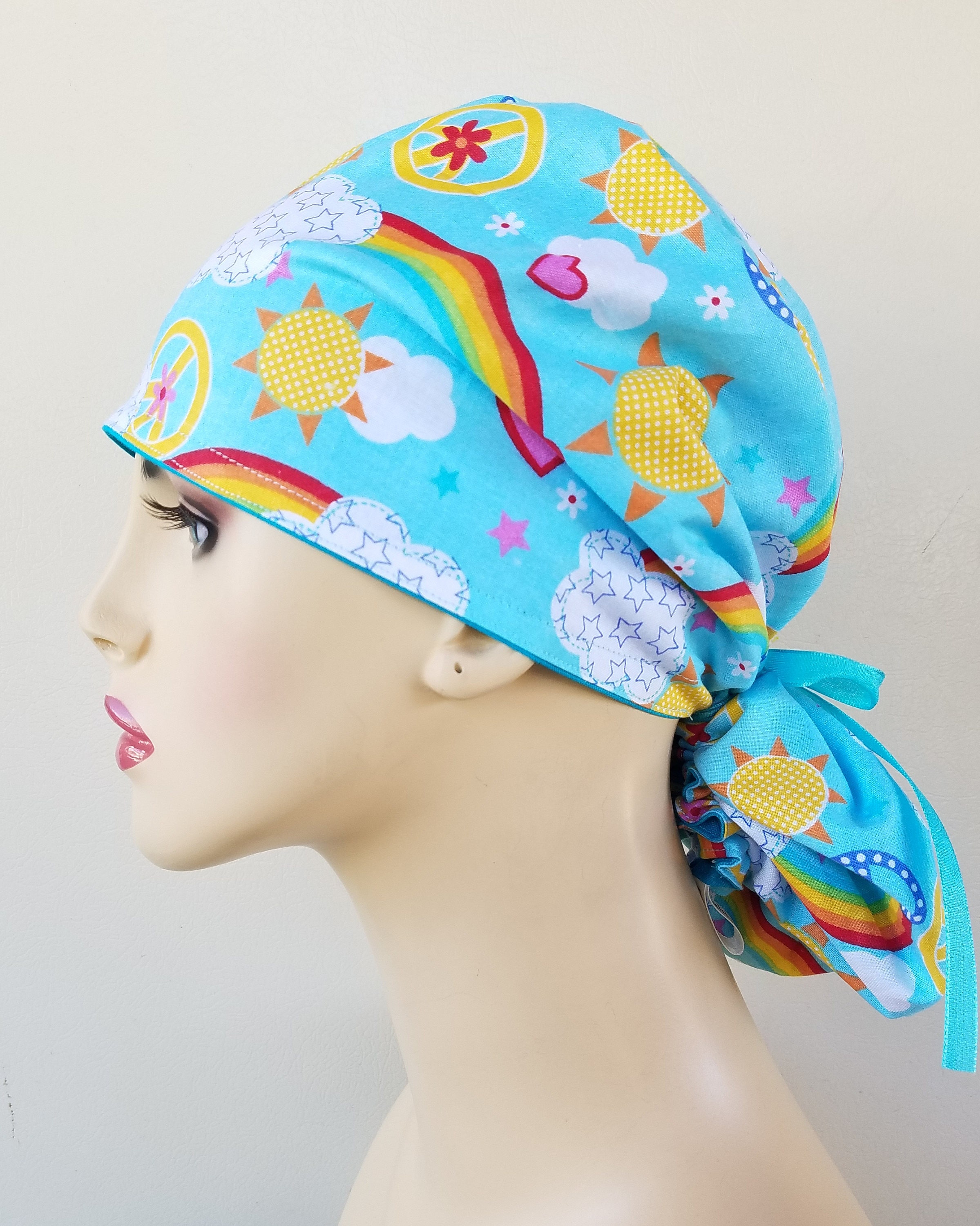 Ponytail scrub hat, ponytail surgical scrub hat, scrub cap, surgical