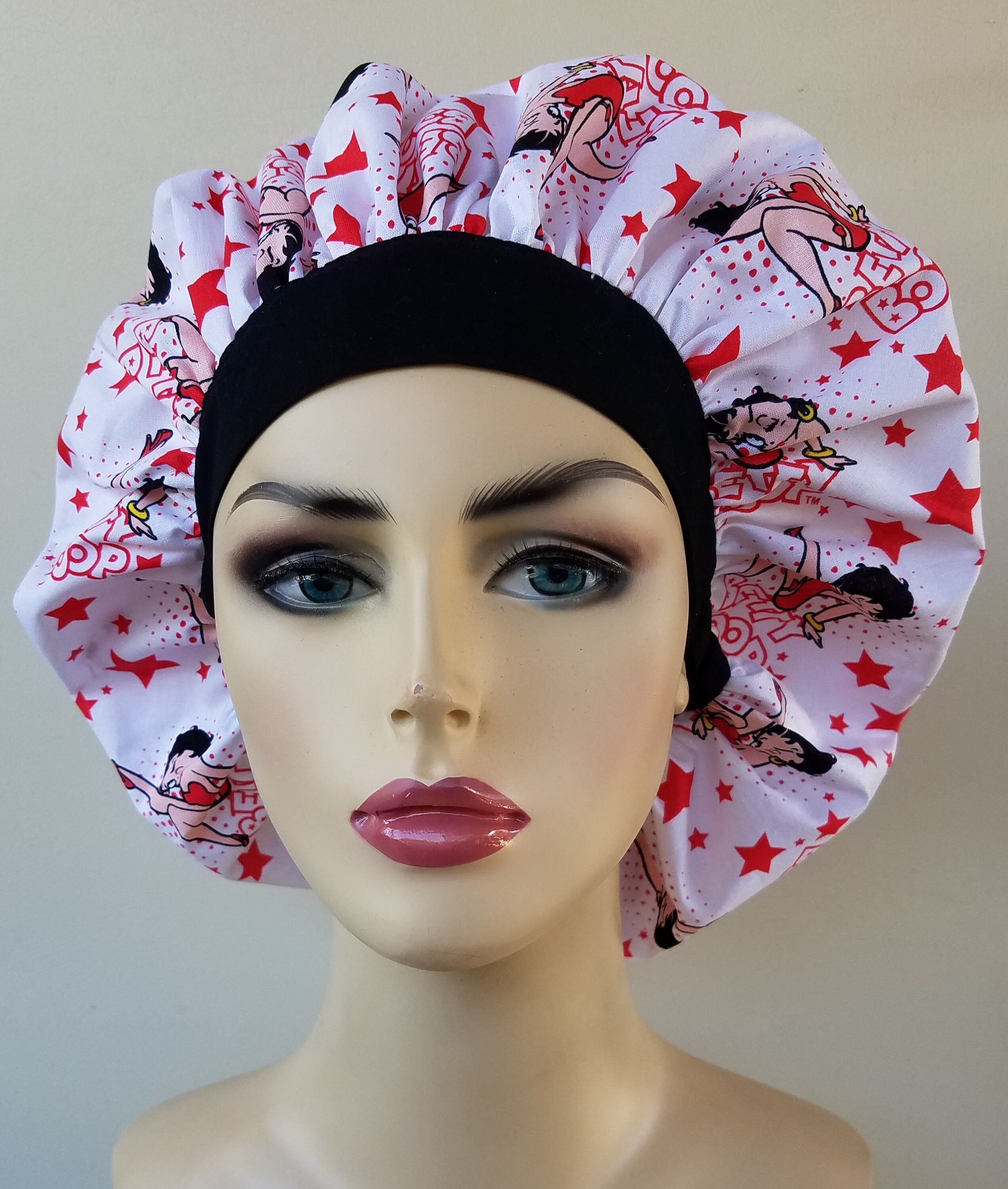 Large Betty Boop bouffant scrub cap and 