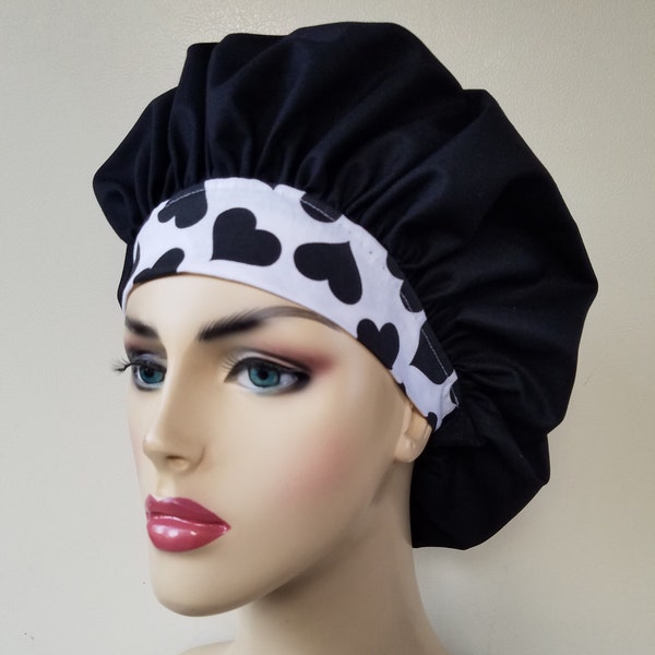 Scrub cap, hearts bouffant surgical scrub hat, scrub cap for women, bouffant scrub hat, surgical cap, scrub hat, surgical scrub cap