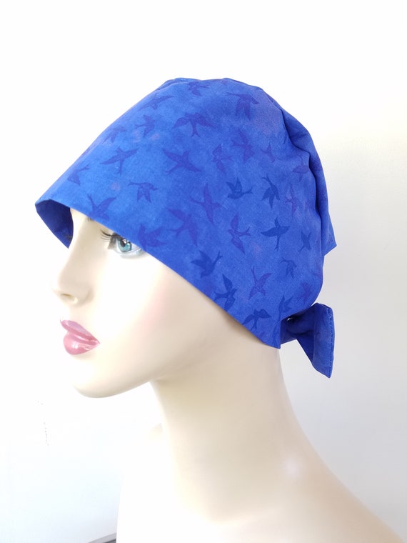 Pixie scrub cap, birds scrub hat for women, pixie scrub hat, scrub cap, scrub hat, chemo cap