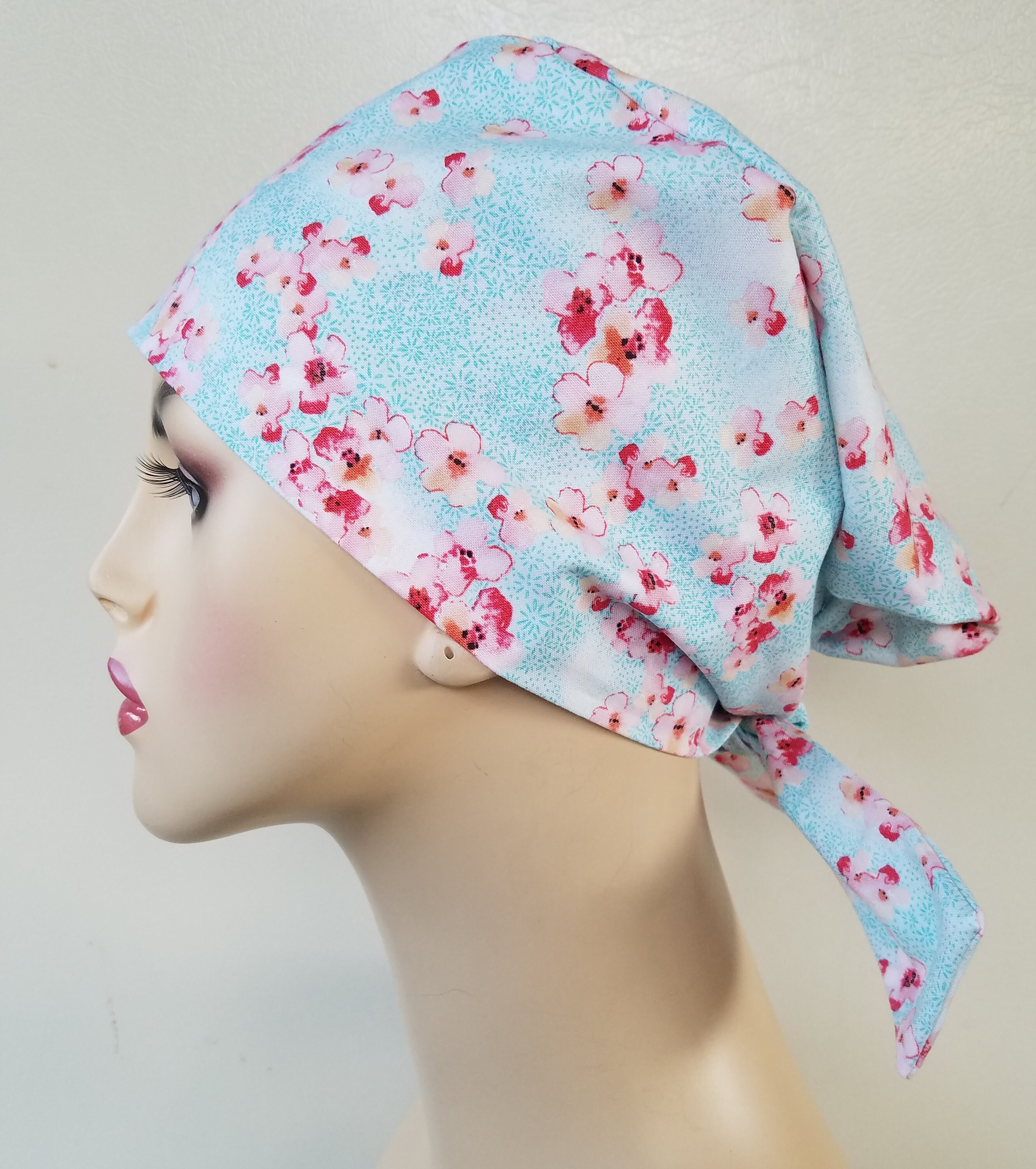 Womans pixie tie back scrub hat, scrub 