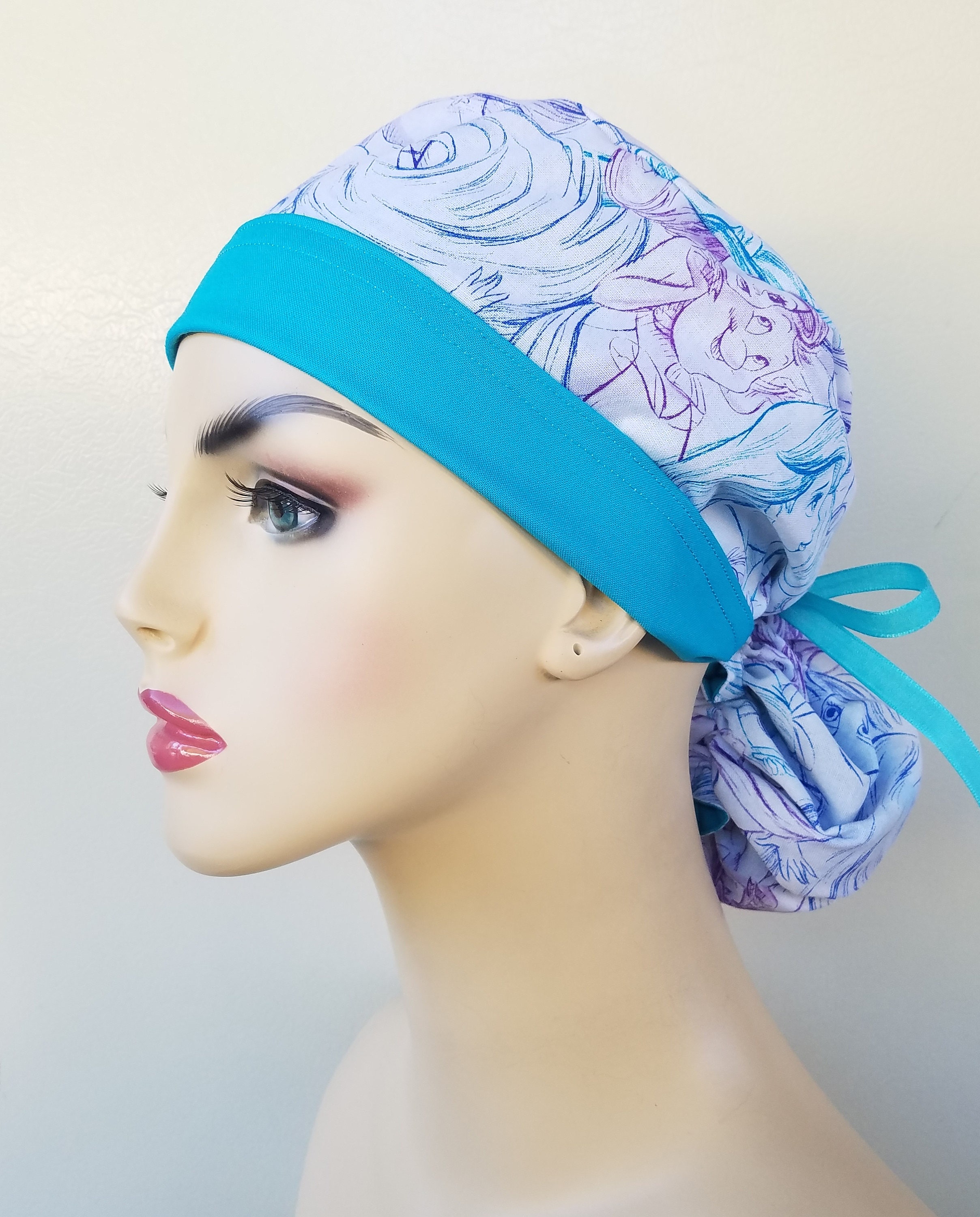 Ponytail scrub hat, ponytail surgical scrub hat, scrub cap, surgical