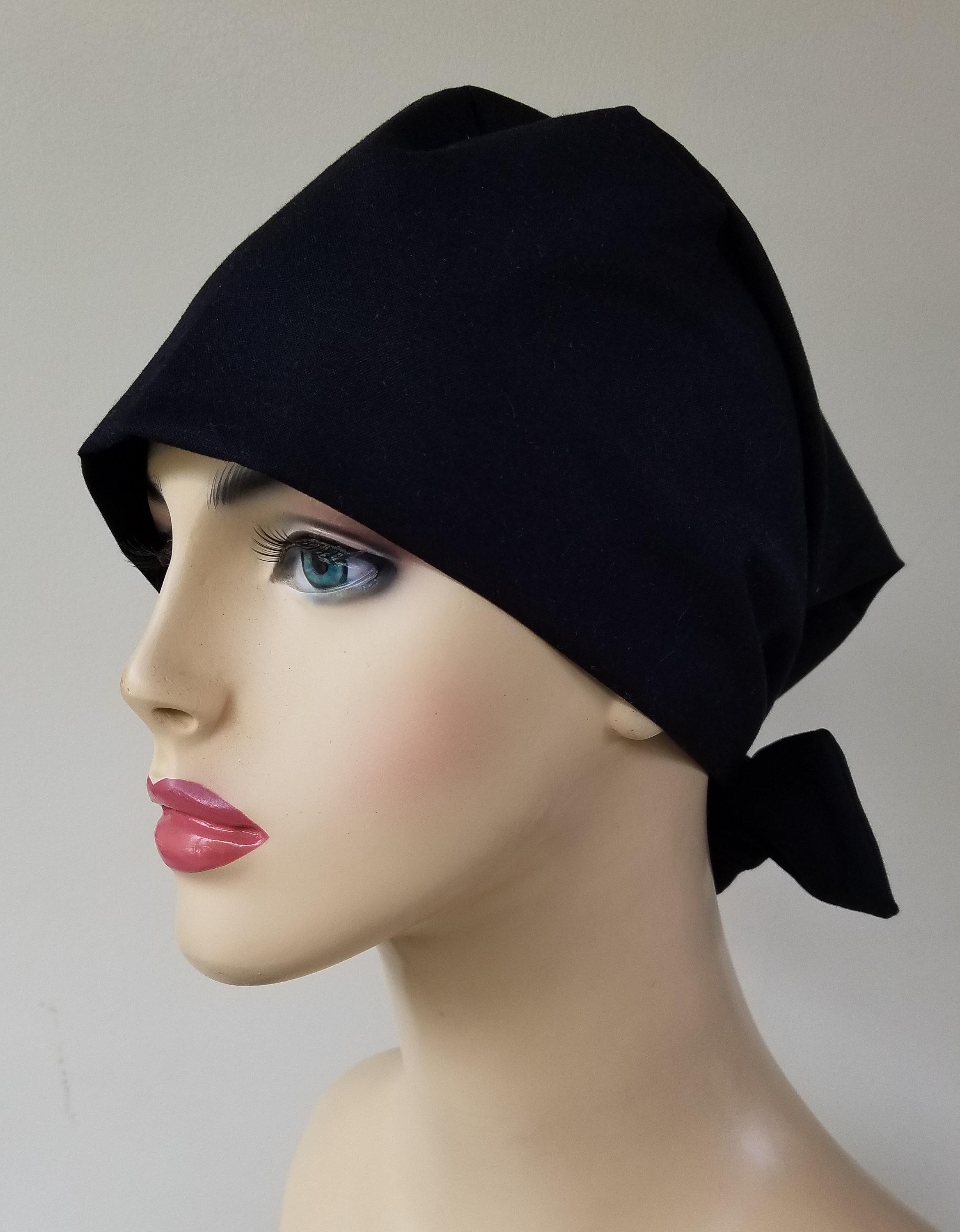 Black pixie scrub cap, scrub hat for women, pixie scrub hat, scrub cap