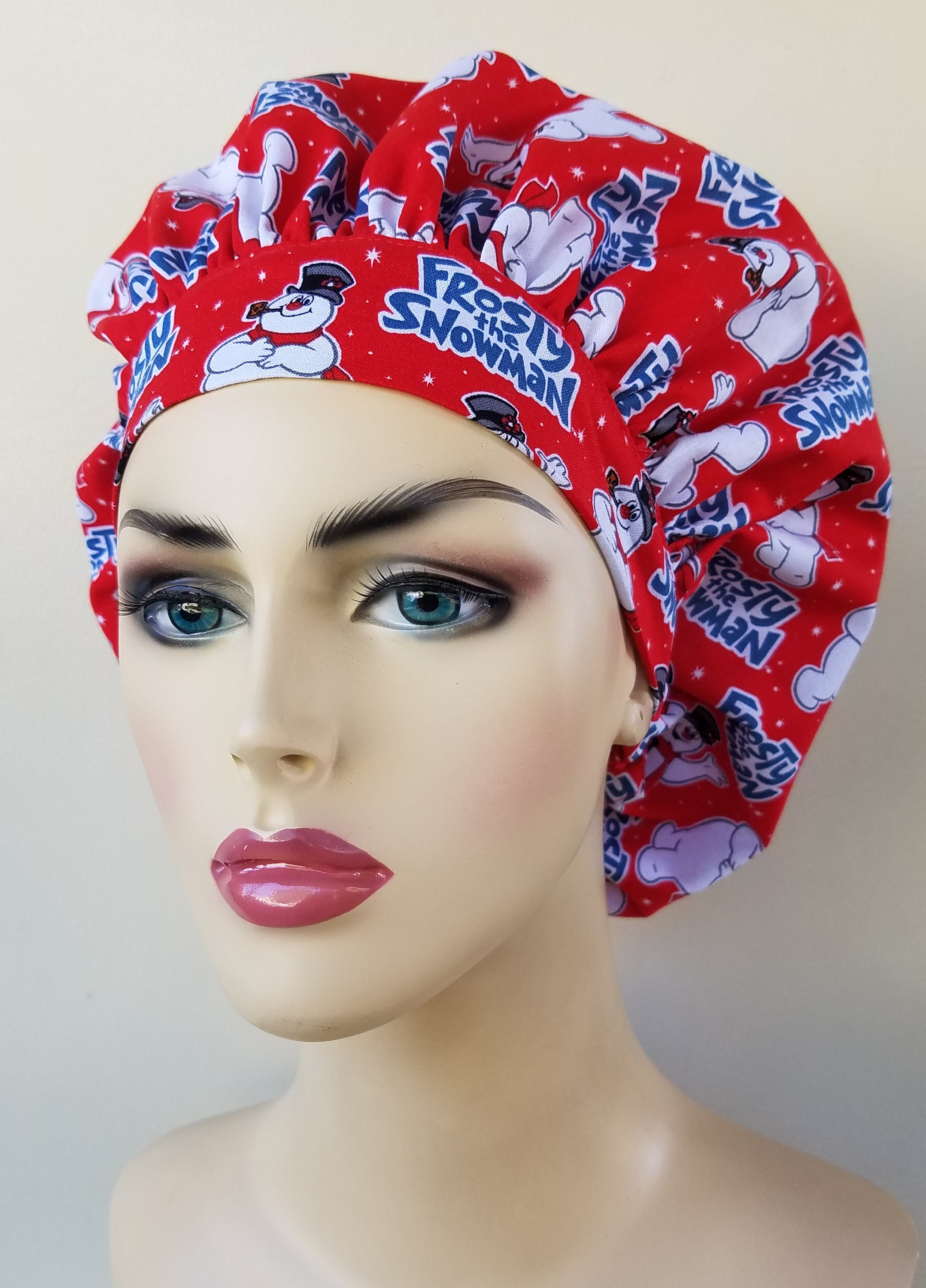 Christmas Bouffant surgical scrub hat, scrub cap for women, scrub hat