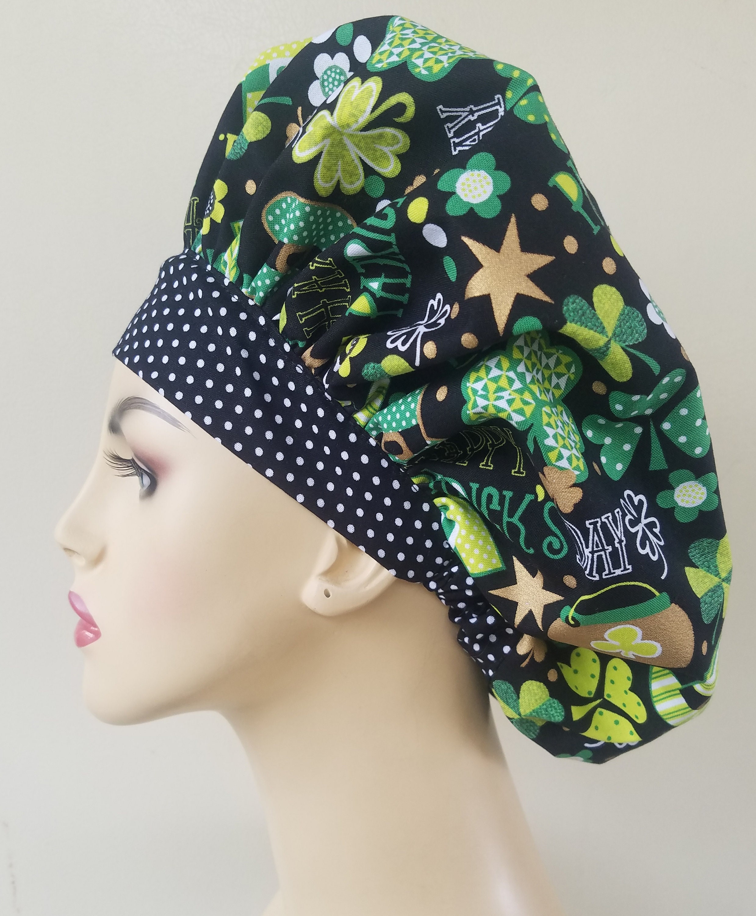 St. Patrick's day bouffant surgical scrub hat, scrub cap for women ...