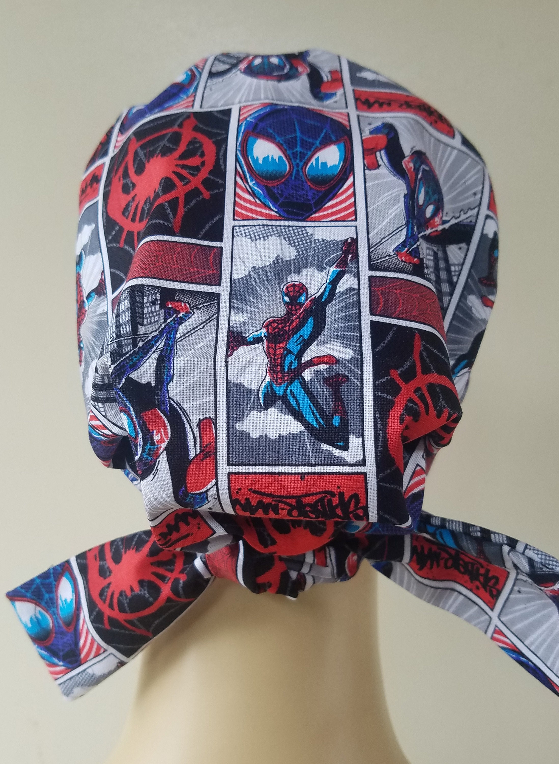 Spiderman scrub cap, scrub hat for women, pixie scrub cap, scrub cap