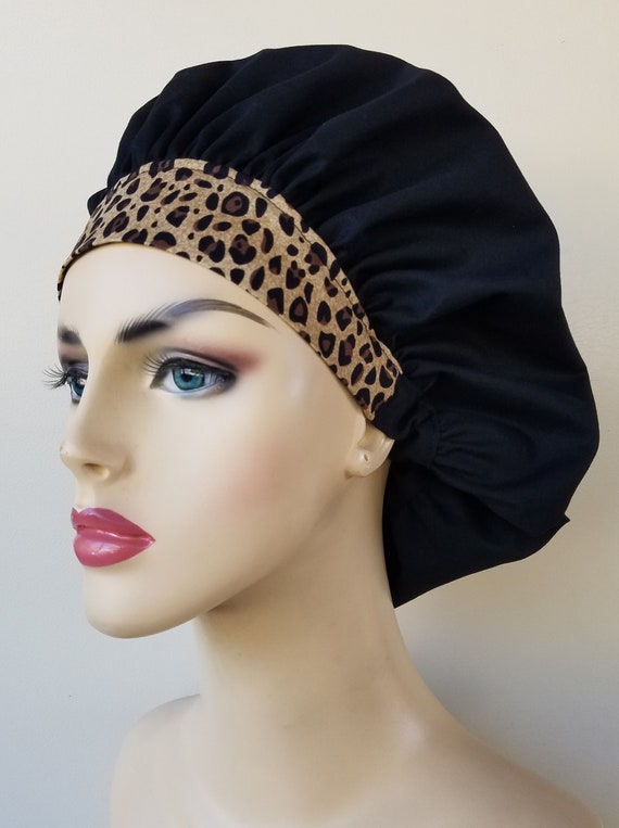 Cheetah bouffant scrub cap, choose your headband scrub caps for women, bouffant scrub cap