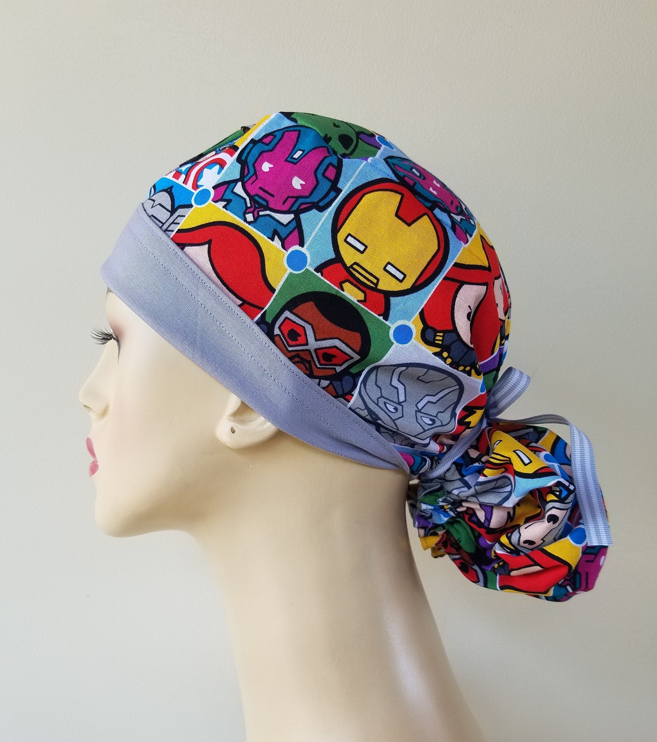 Ponytail scrub hat, ponytail surgical scrub hat, scrub cap, surgical