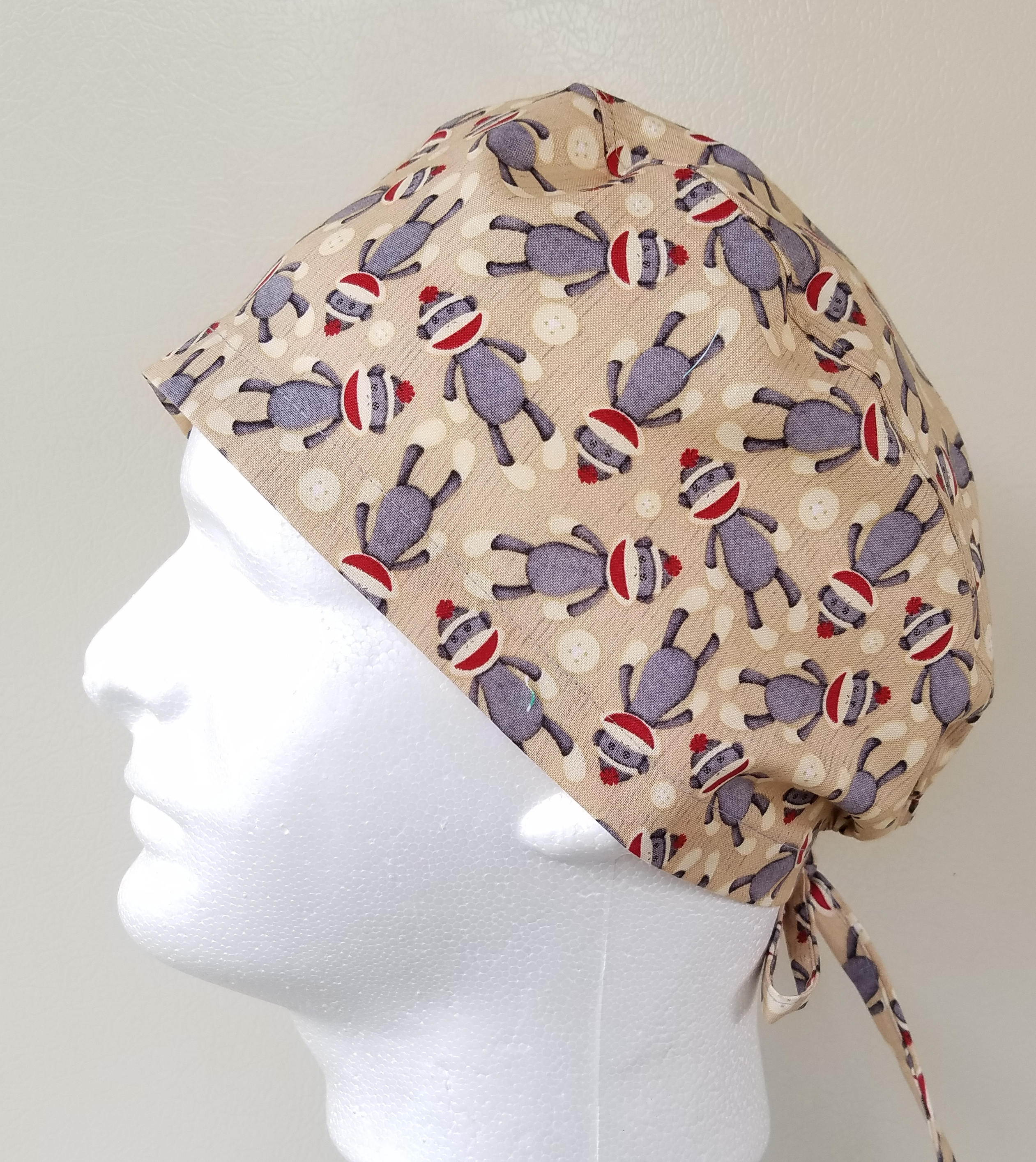 Mens surgical tie back scrub hat, scrub cap, scull cap, Dr. Scrub hat