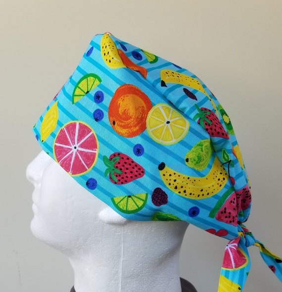 Man scrub cap, fruit scrub cap, skull cap, Scrub hat, men surgical hat, mens scrub hat