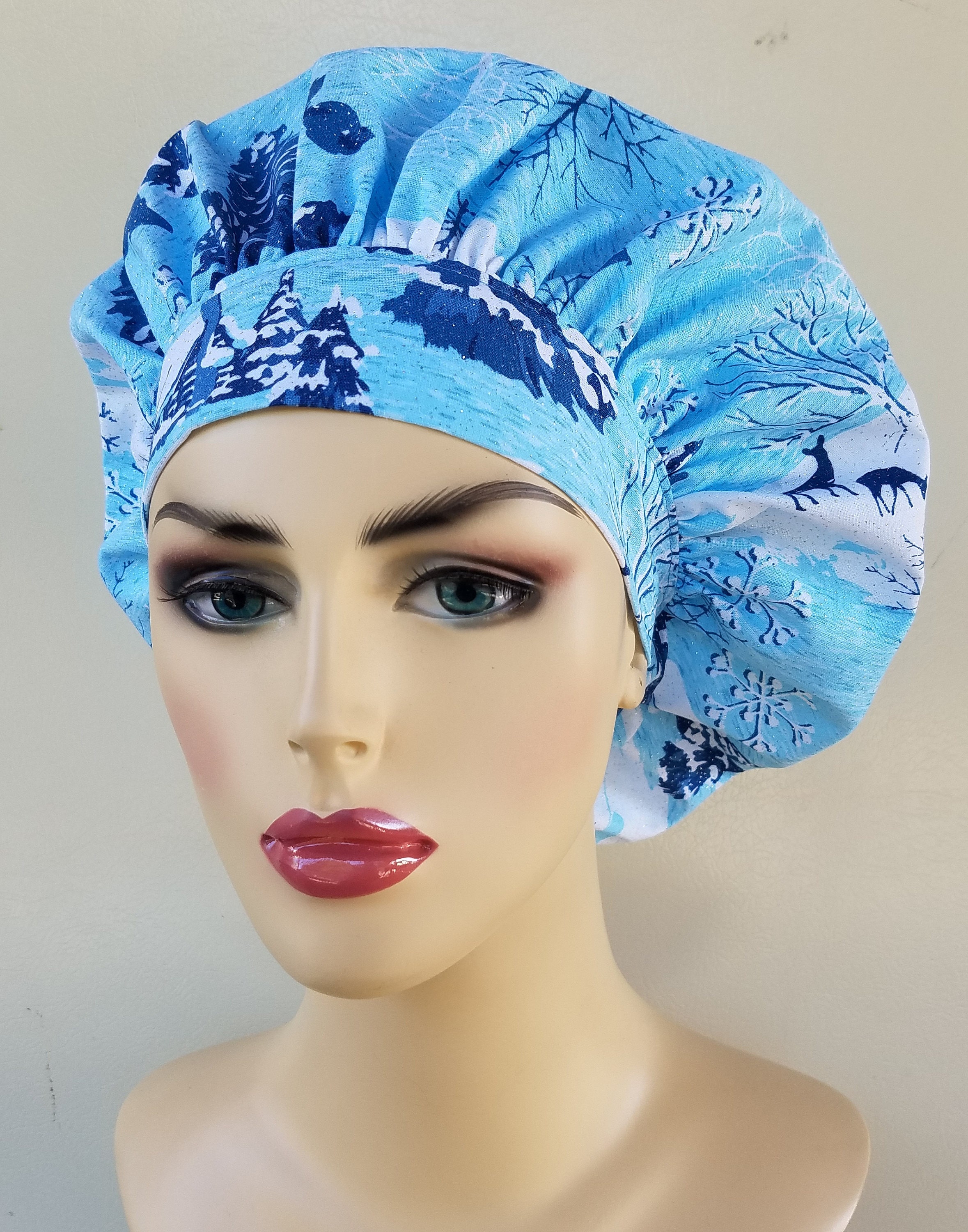 Christmas bouffant surgical scrub hat, scrub caps for women, bouffant