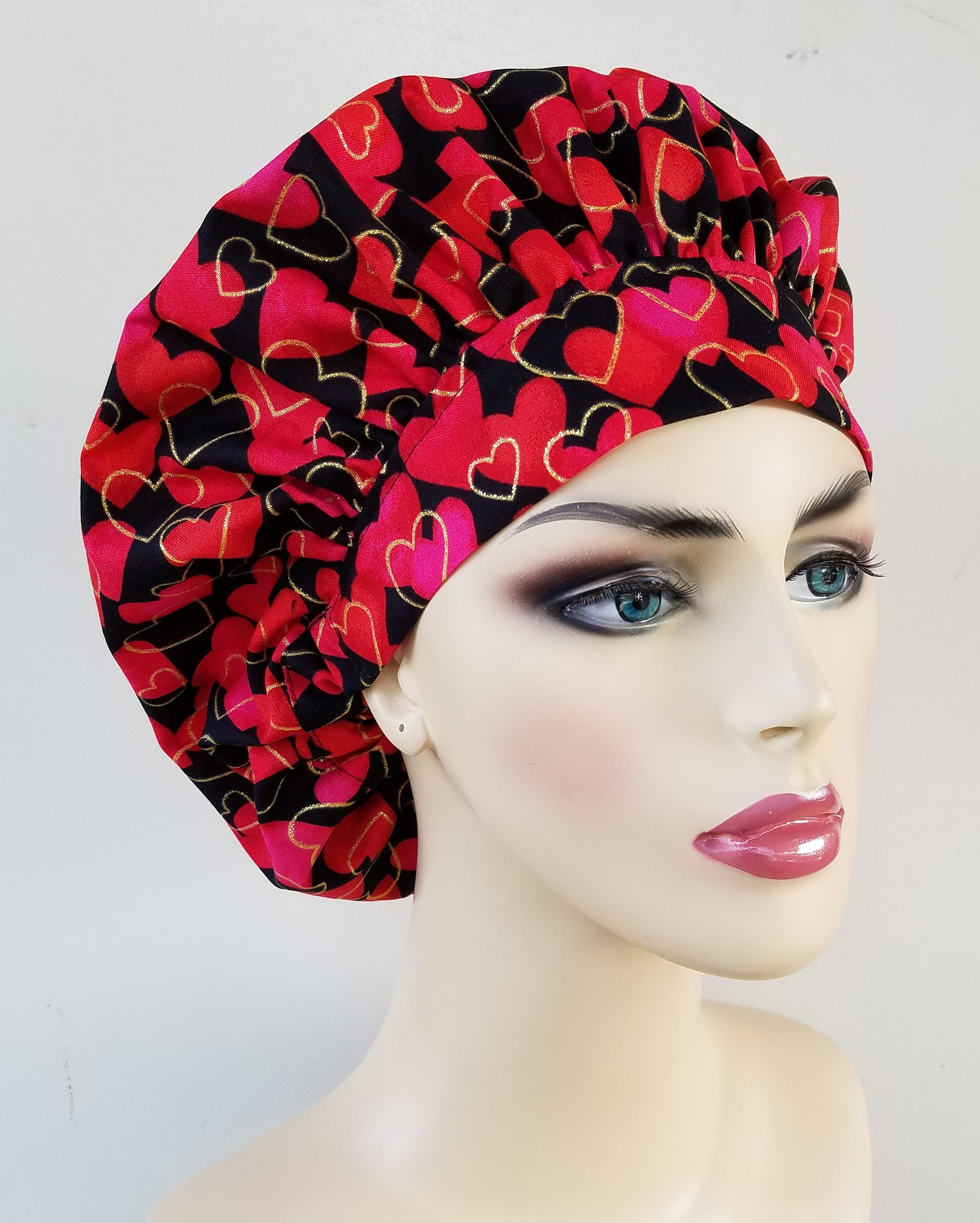Valentines day Bouffant surgical scrub 