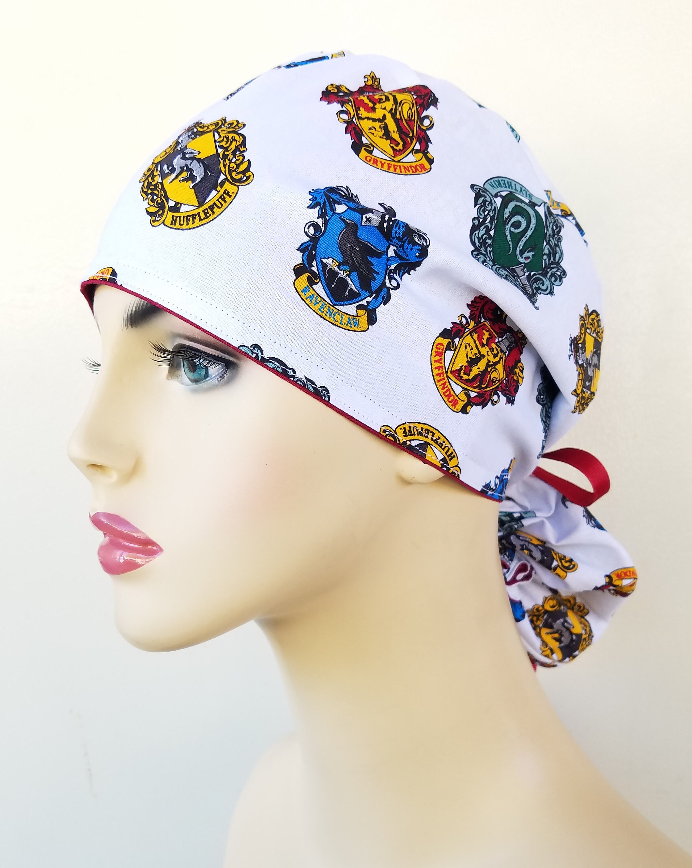 Harry Potter ponytail scrub hat, ponytail surgical scrub hat, scrub cap