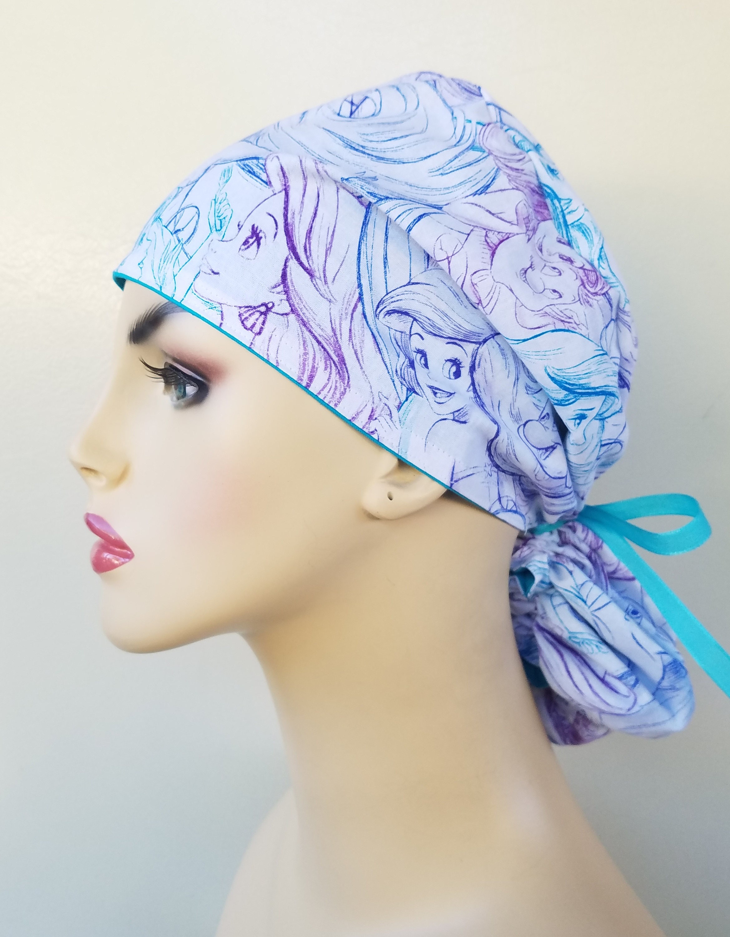 Ponytail scrub hat, ponytail surgical scrub hat, scrub cap, surgical