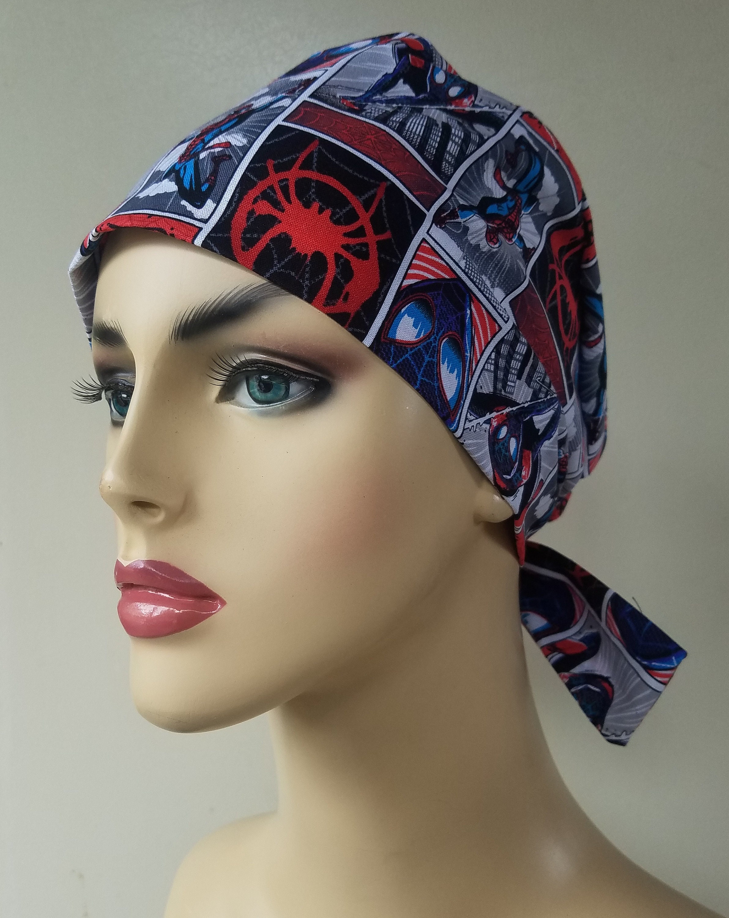 Spiderman scrub cap, scrub hat for women, pixie scrub cap, scrub cap