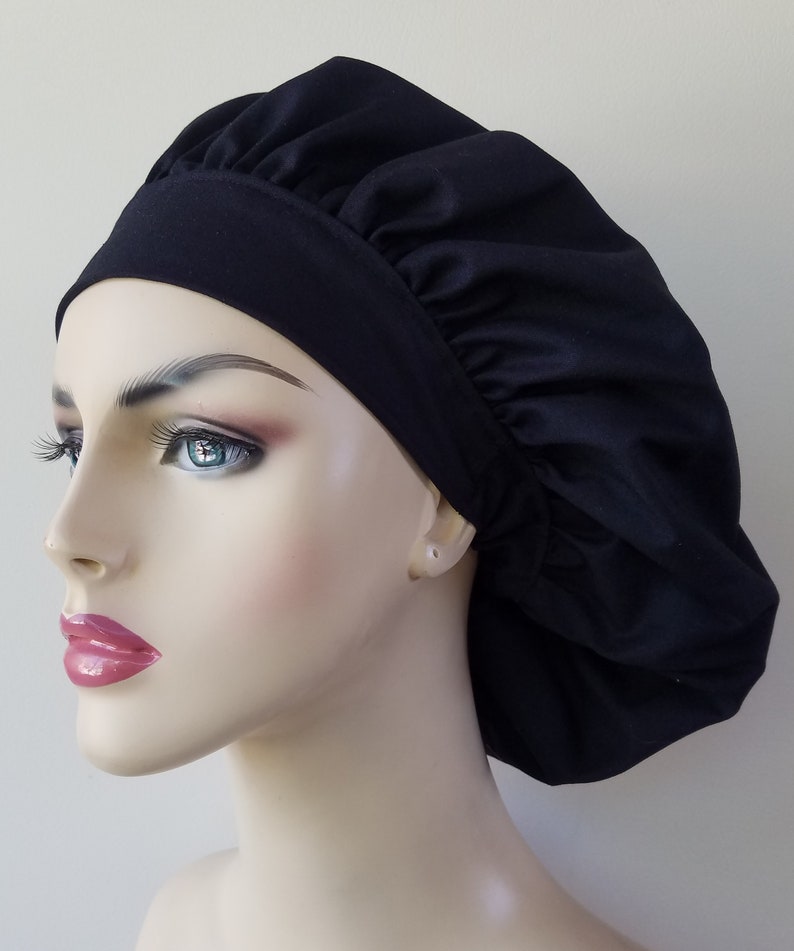 Black Scrub Cap Bouffant Surgical Scrub Hat Scrub Caps for Etsy
