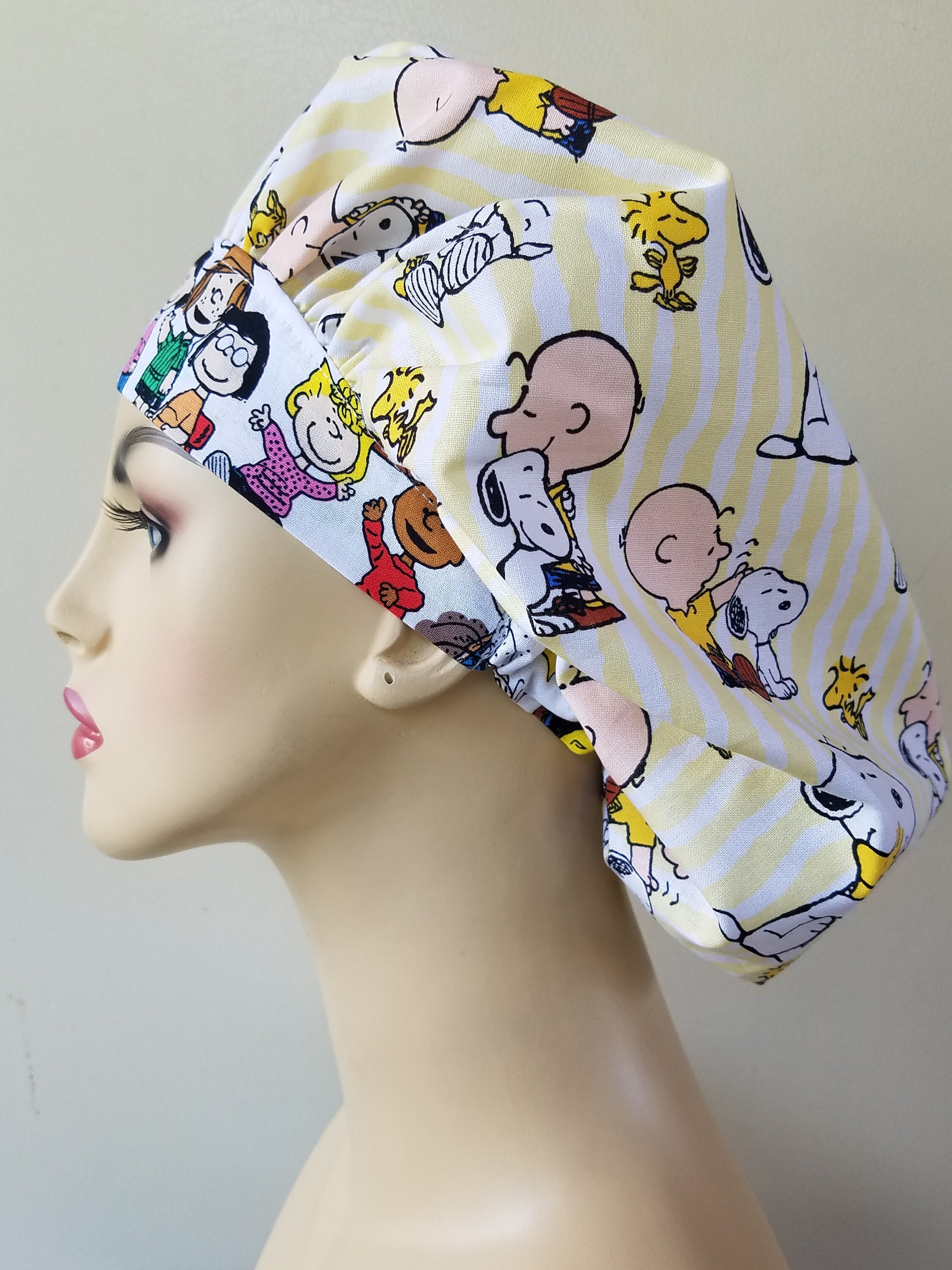 Scrub cap, Peanuts Bouffant surgical scrub hat, scrub cap for women